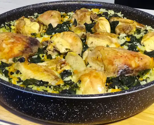 Пиле със спанак и ориз