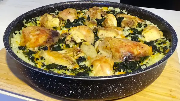 Пиле със спанак и ориз